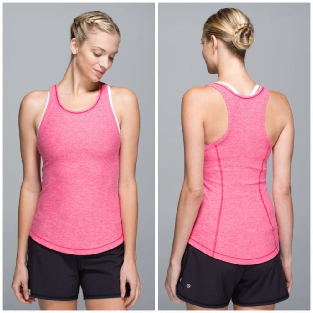 Lululemon Think Fast Tank Sz 4 Small Pink‎ Heathered Boom Juice Gym Workout Run